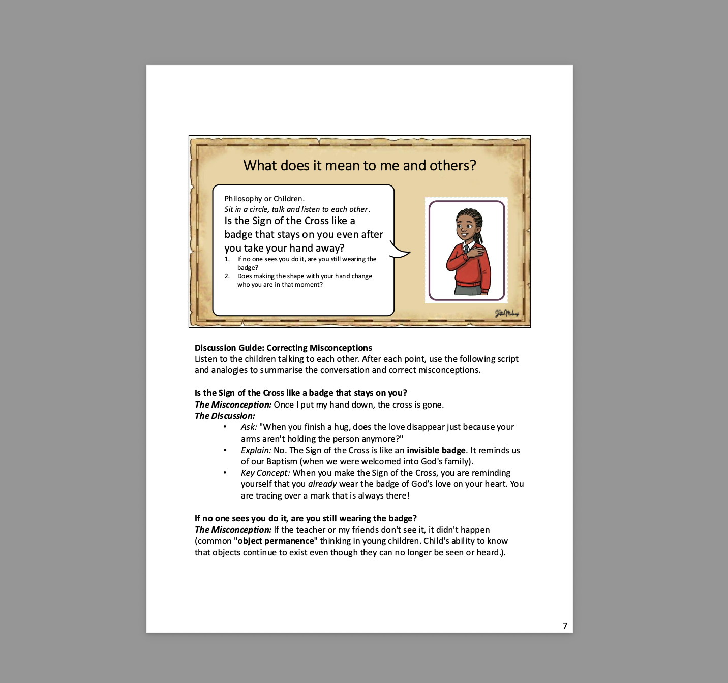 Discussion Guide - Sign of the Cross and Holy Water Font Ages 7-8