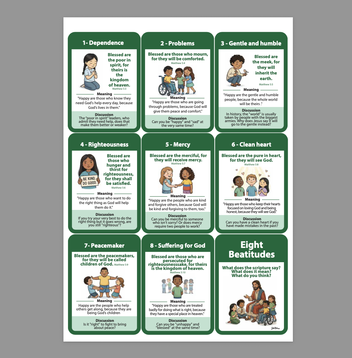 The Eight Beatitudes: Digital Discussion & Activity Cards