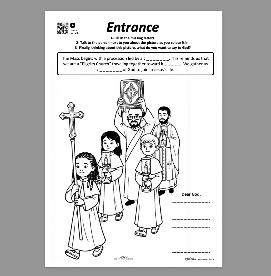 The Order of the Mass: Interactive Digital Activity Sheets