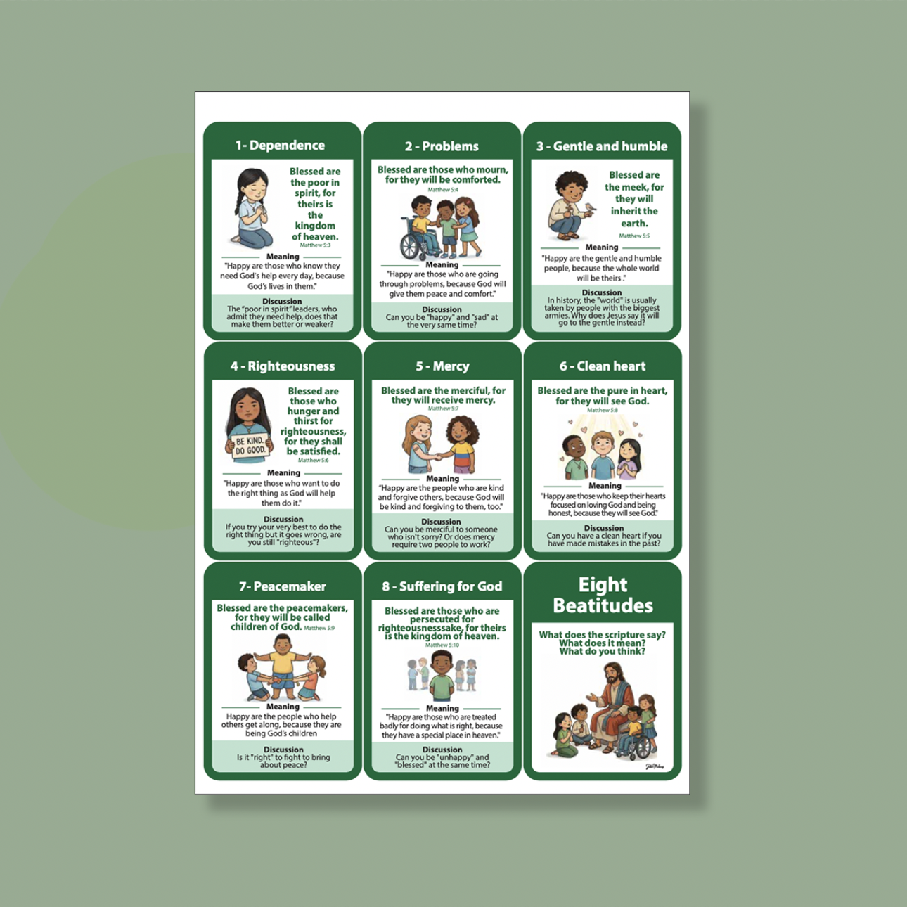 The Eight Beatitudes: Discussion & Activity Cards