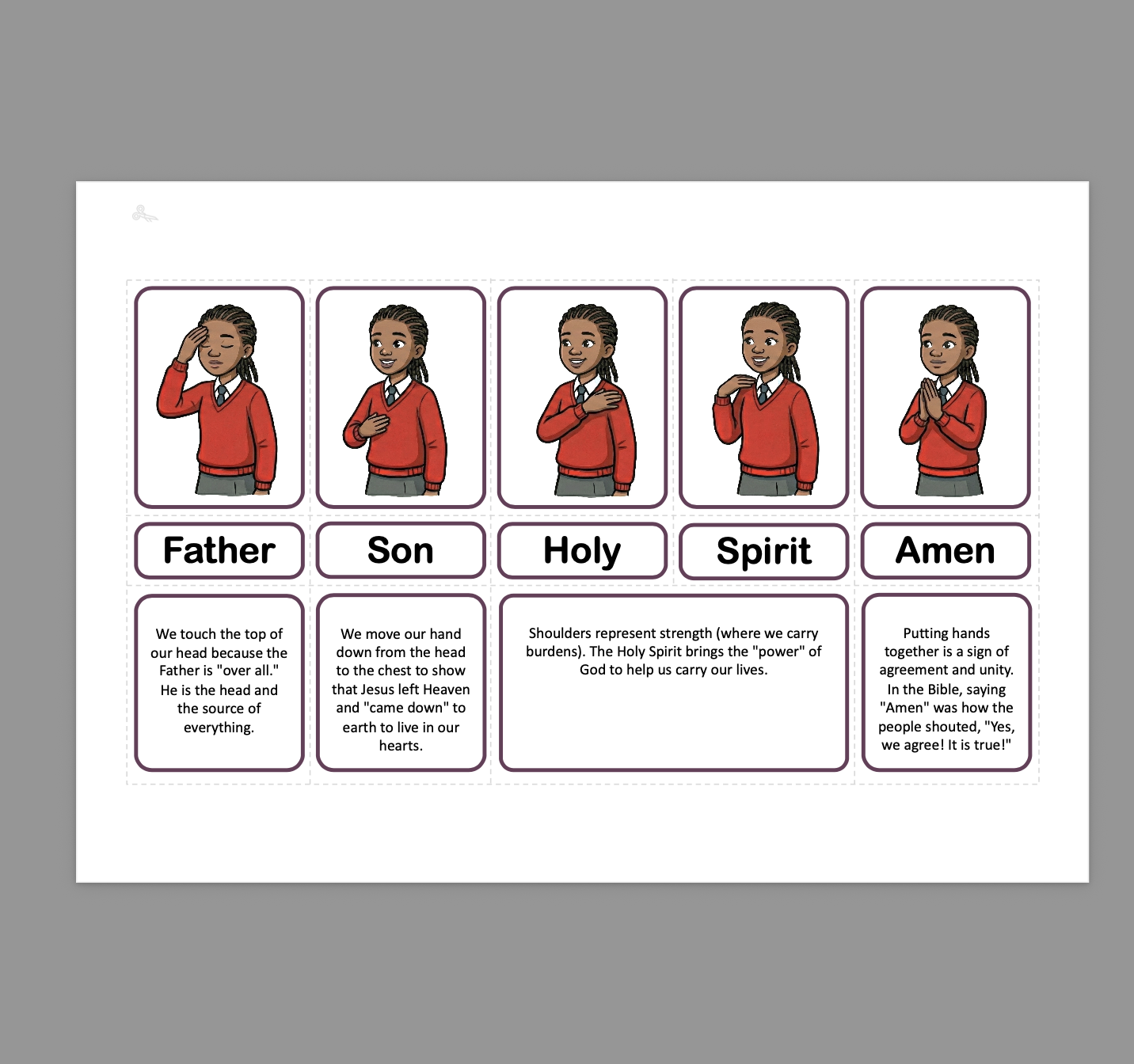 Sorting Cards - Sign of the Cross